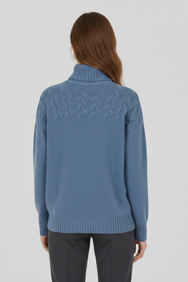 Women's Cable Knit Turtleneck Sweater, Chunky Ribbed Plus Size Pullover