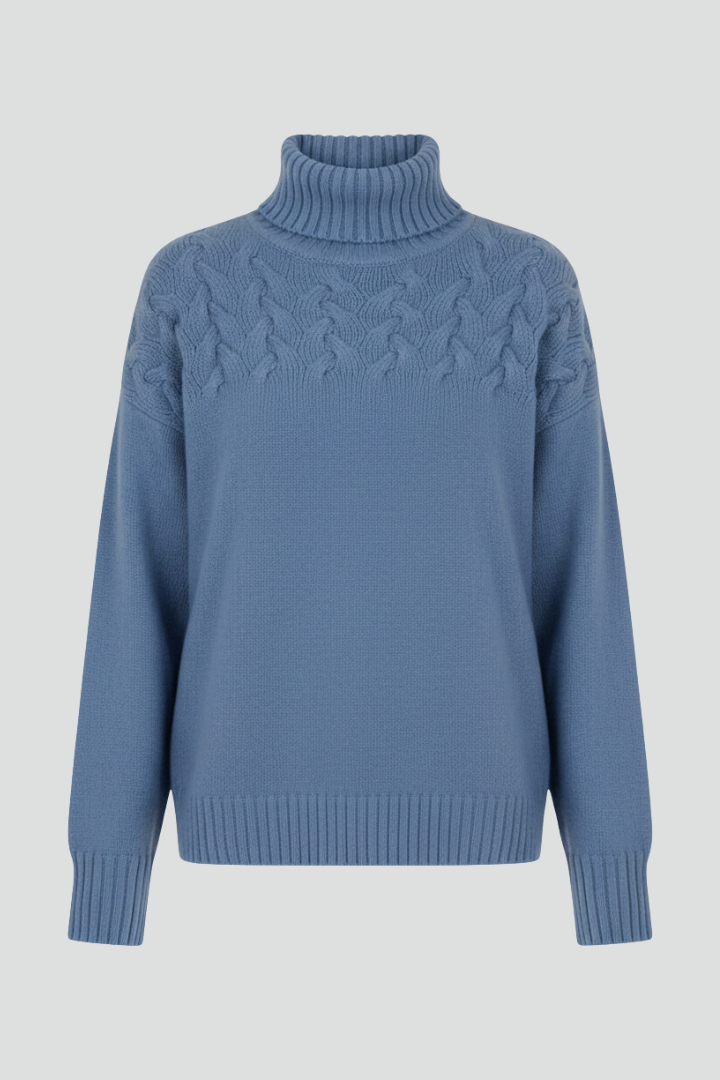 Women's Cable Knit Turtleneck Sweater, Chunky Ribbed Plus Size Pullover