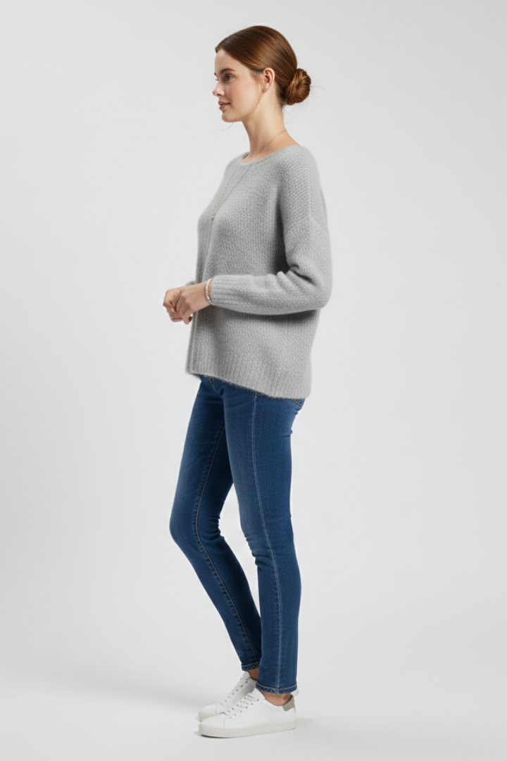 Women's Oversized Brushed Knit Wide Neck Sweater, view 2
