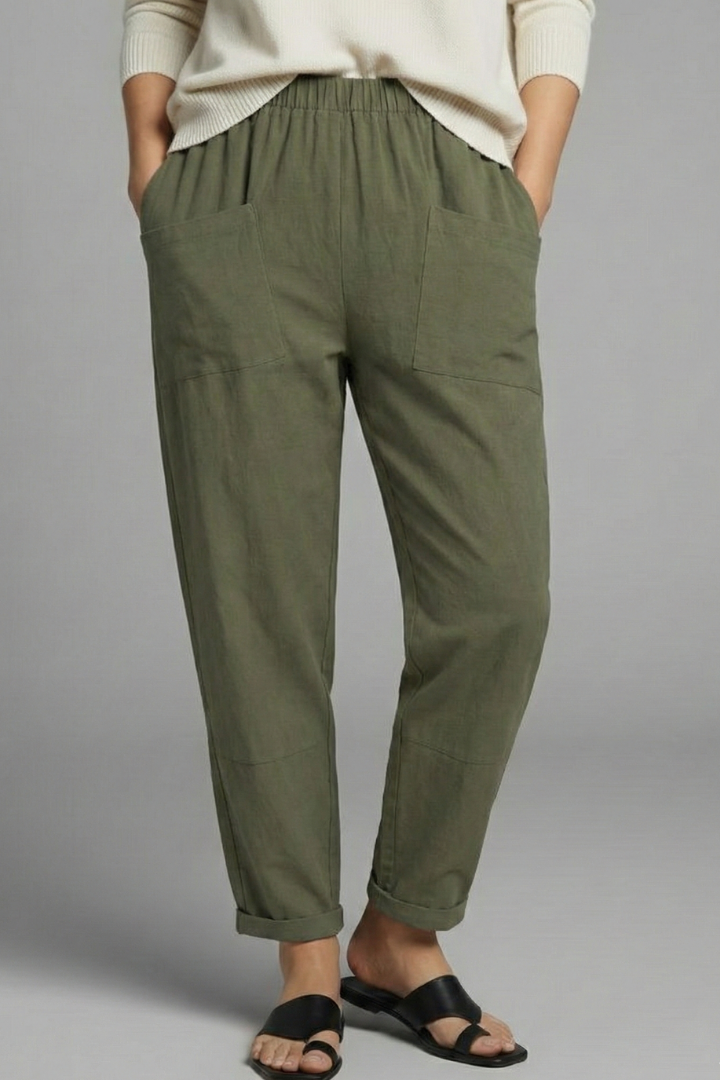 Noémie | Elastic Waist Tapered Trousers