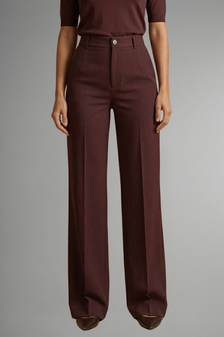 Women's High-Rise Pull-On Straight Leg Pants in Brown