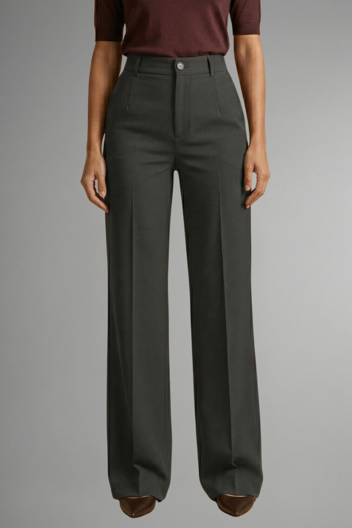 Women's High-Rise Pull-On Straight Leg Pants in Dark Gray