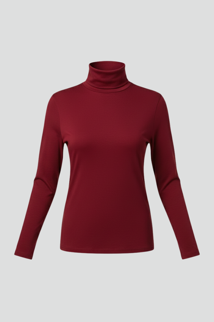 Women's Turtleneck Sweater, Slim Fit Solid Knit Long Sleeve Pullover