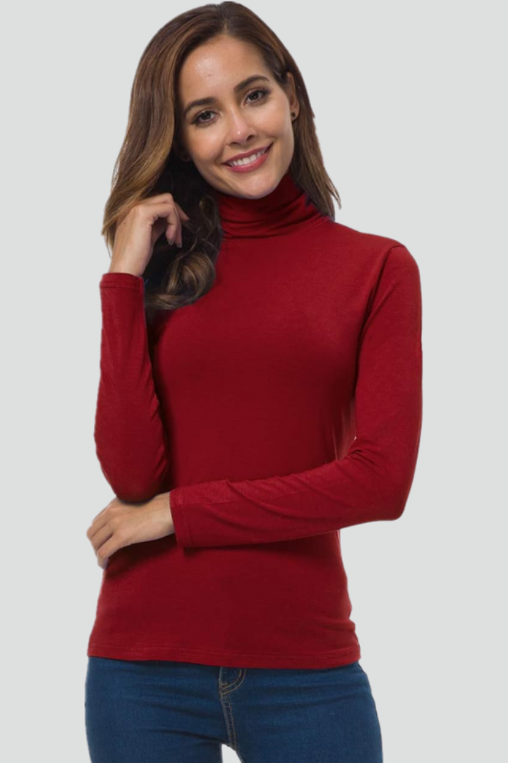 Women's Slim-Fit Solid Knit Turtleneck Sweater, view 5