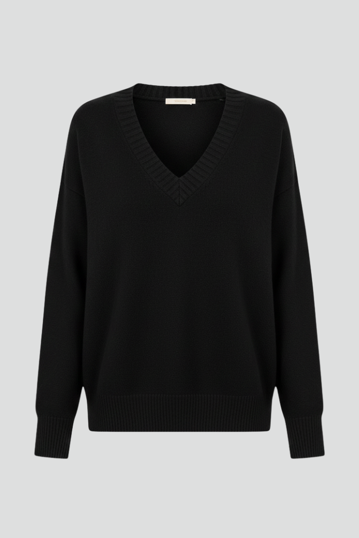 Women's V-Neck Pullover Sweater, Long Sleeve Soft Knit Top