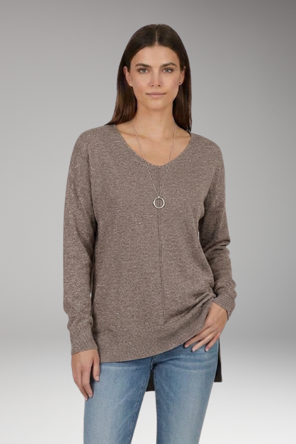 Women's V-Neck Chevron Knit Sweater, Textured Drop Shoulder Pullover