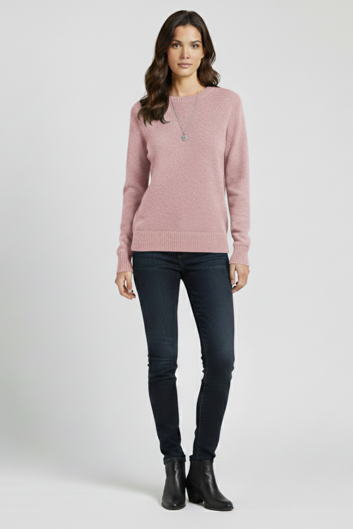 Women's Knit Pullover Sweater, Round Neck Ribbed Hem Casual Top