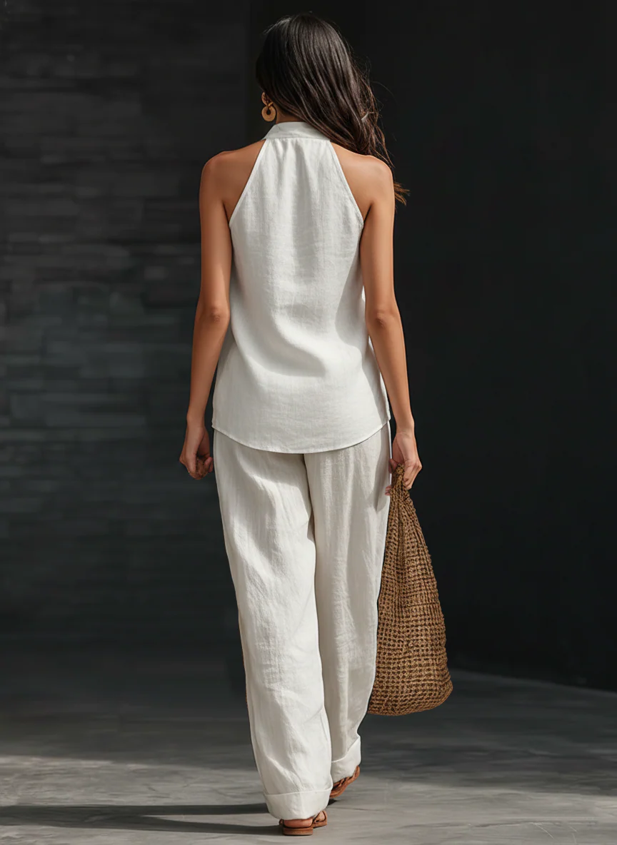 Women's Sleeveless Top and Wide-Leg Pants Two-Piece Set, view 2