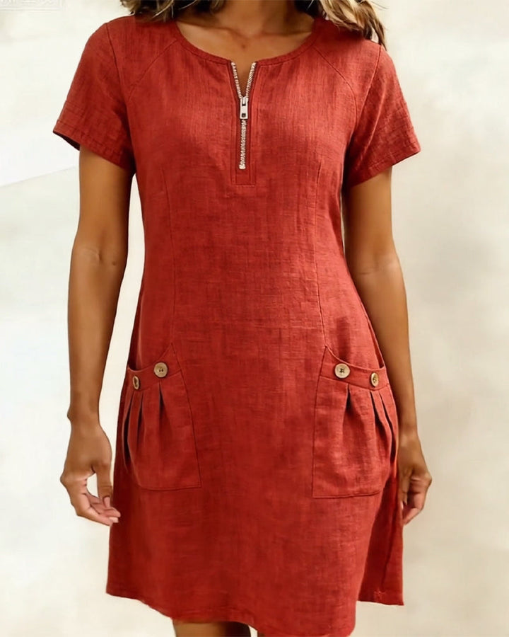 Van Elst Mode® | Cotton dress with zip fastening
