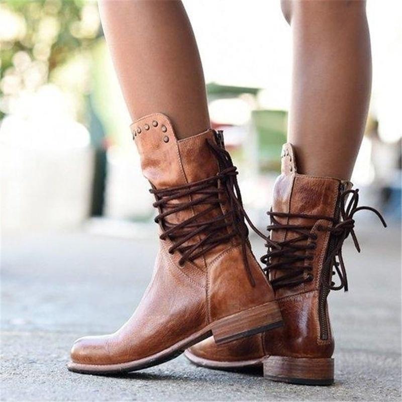 Women's Western Studded Ankle Boots with Wraparound Lacing, view 5