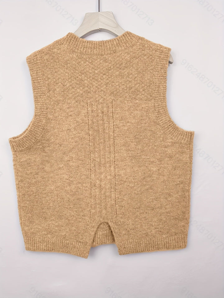 Women's Cable Knit Sweater Vest, Sleeveless V Neck Pullover