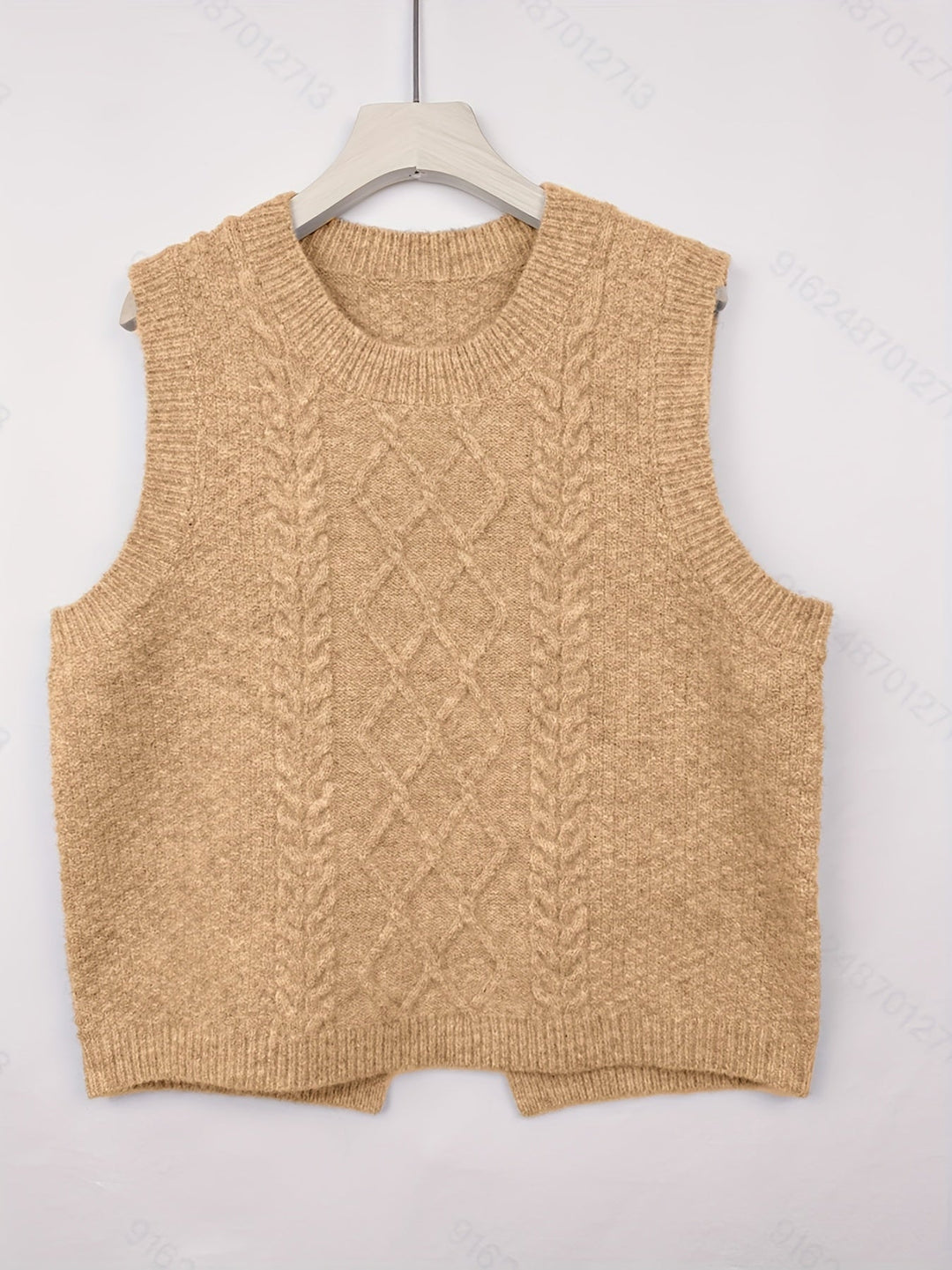 Women's Cable Knit Sweater Vest, Sleeveless V Neck Pullover