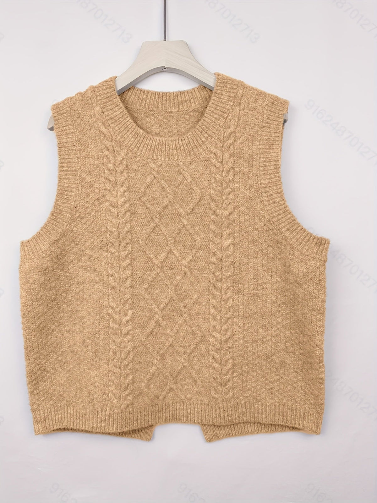 Women's Cable Knit V-Neck Sweater Vest, view 3