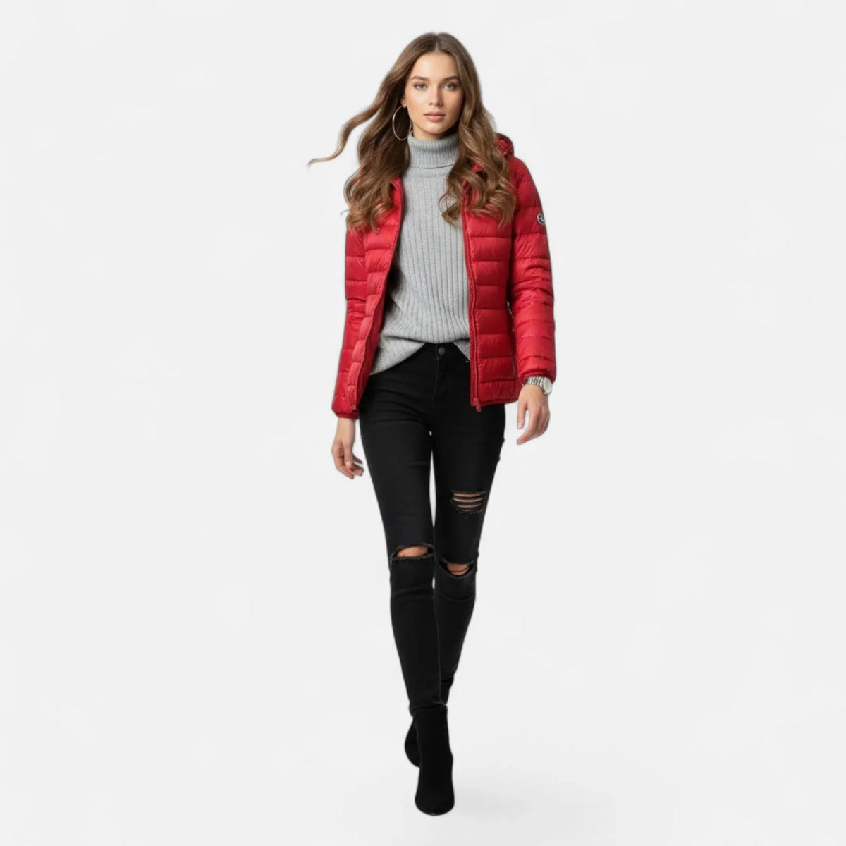 Women's Lightweight Hooded Puffer Jacket with Zip Pockets, view 6