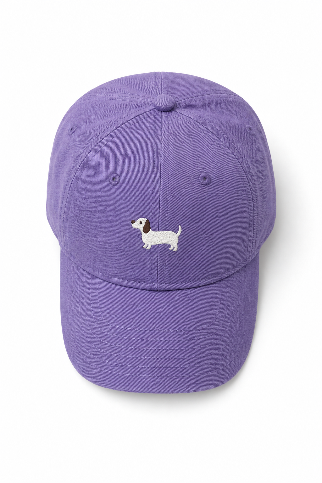 Women's Embroidered Dachshund Baseball Cap in Purple
