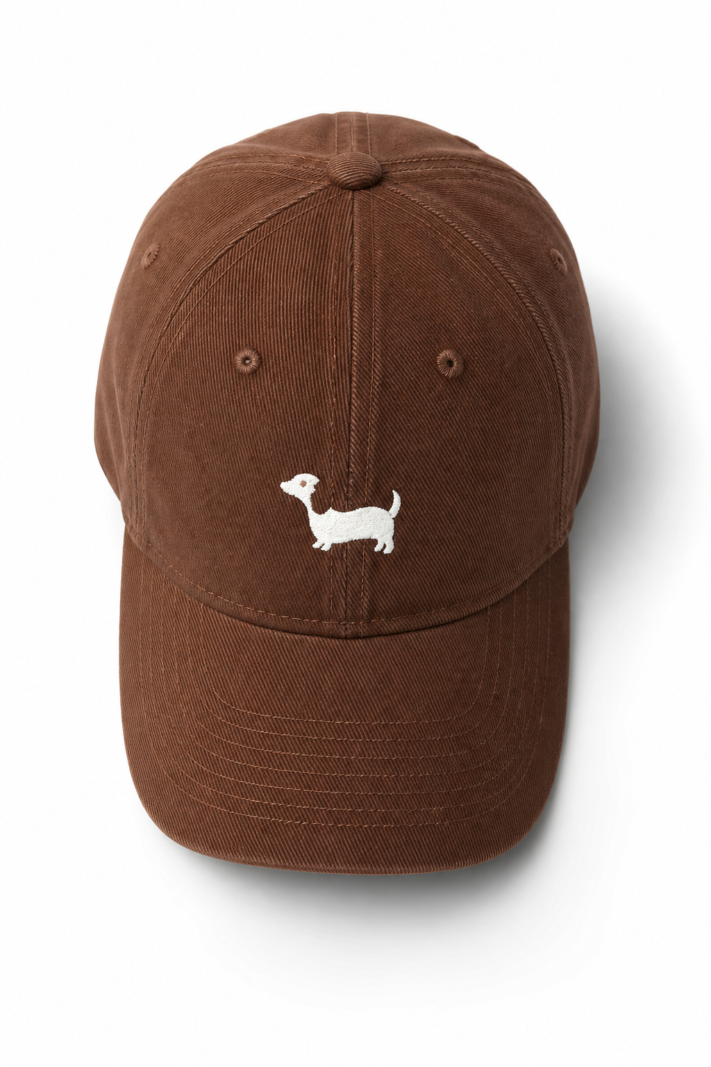 Women's Embroidered Dachshund Baseball Cap in Brown