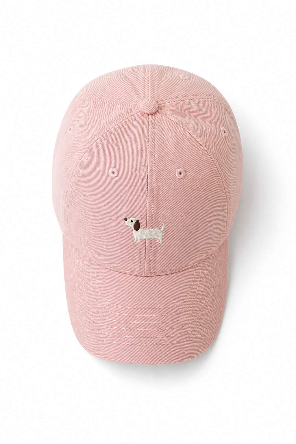 Women's Embroidered Dachshund Baseball Cap in Pink