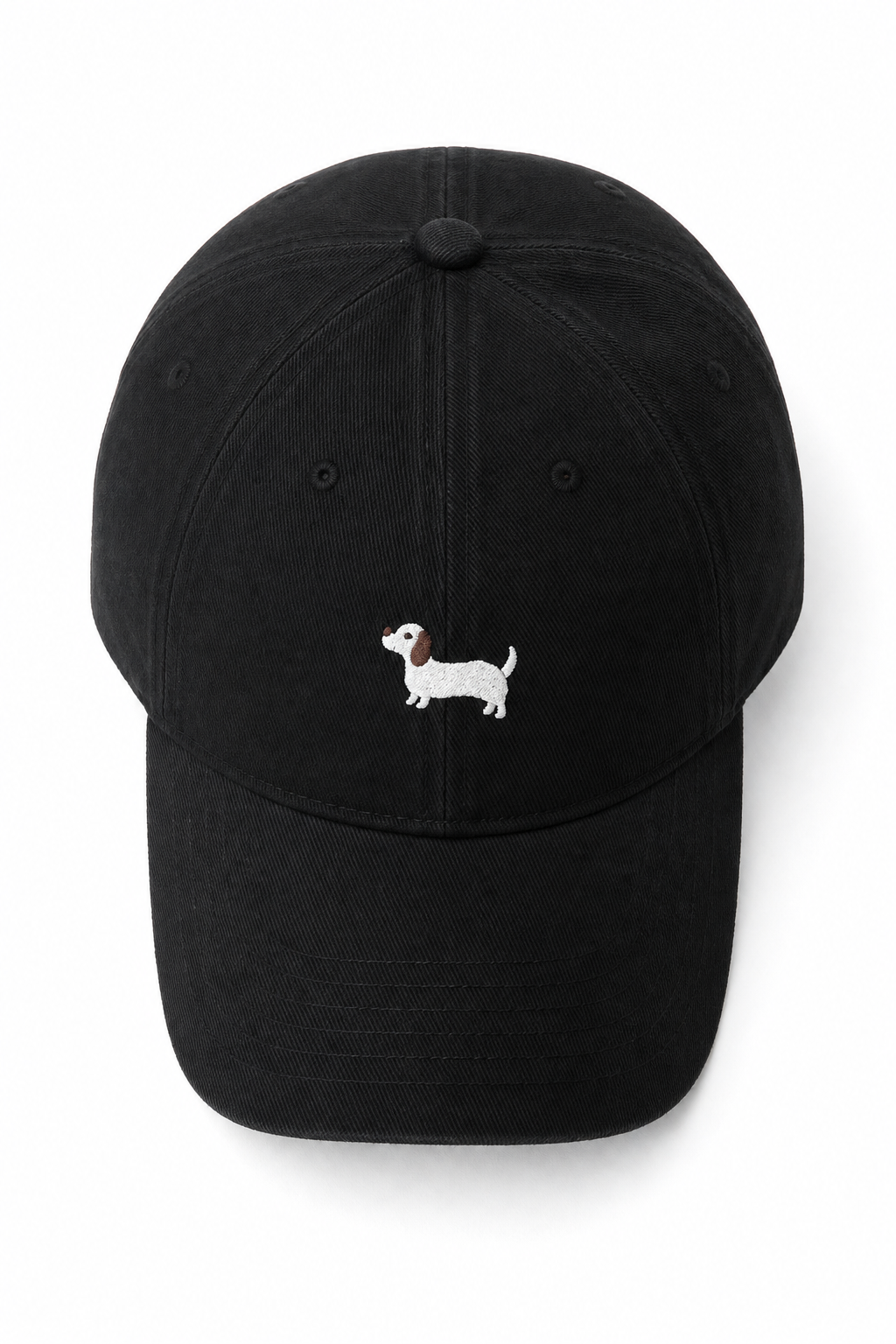 Women's Embroidered Dachshund Baseball Cap in Black
