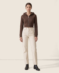 Double-Layer Hooded Zip Jacket — studio front