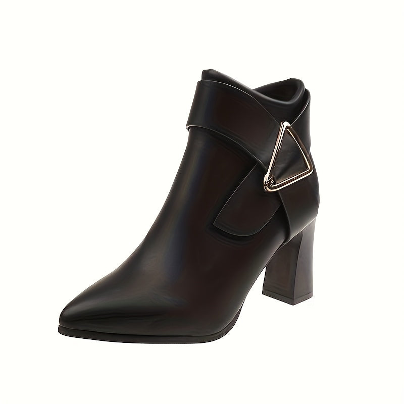 Women's Pointed Toe Ankle Boots, Heeled Slip On Chelsea Booties