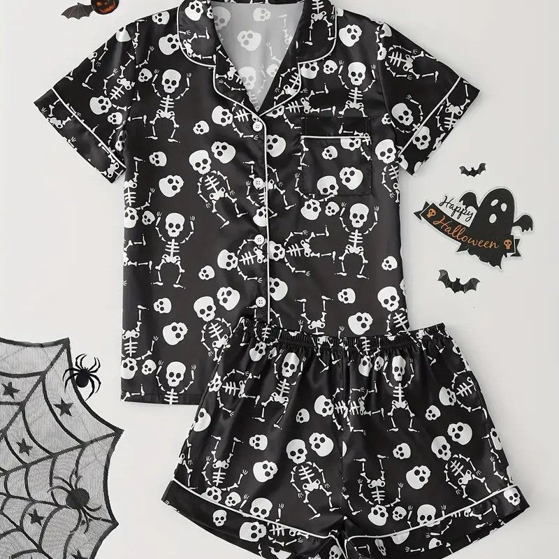 Spooky Pumpkin Halloween Pajama Set for Women | Plus Size to 5XL