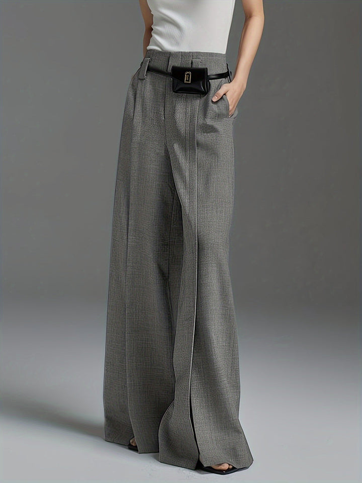 Women's Wide Leg Trousers, Side Slit High Waisted Flowy Pants