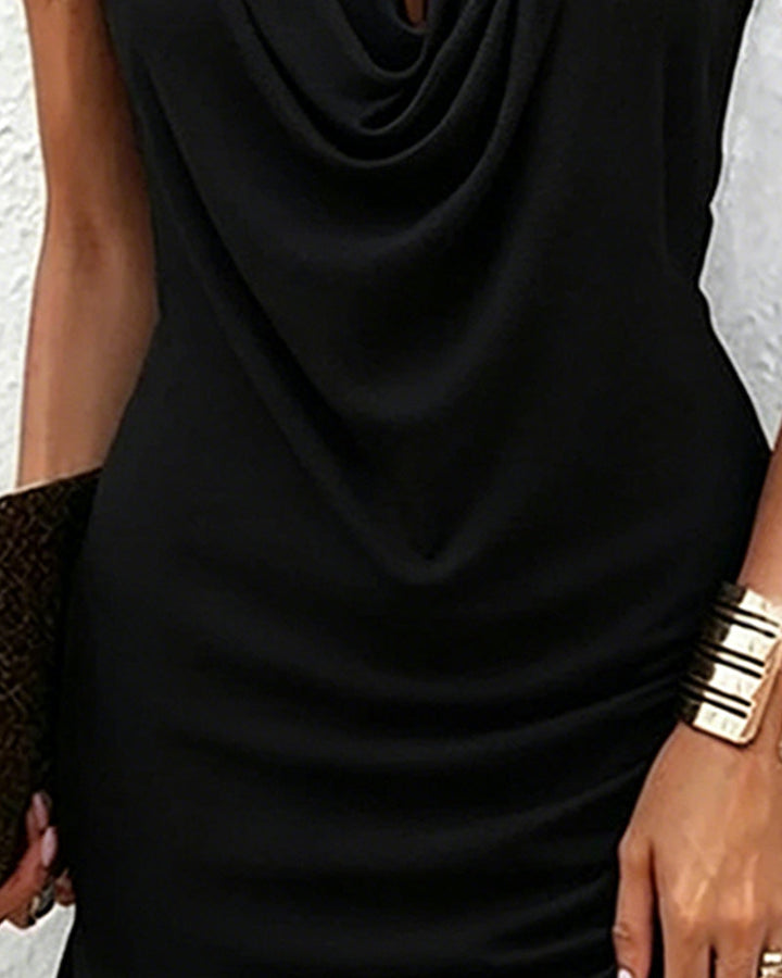 Kiki | Sleeveless dress with draped collar