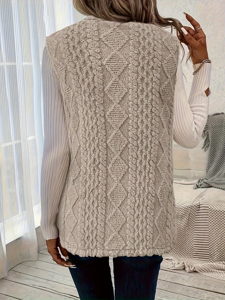 Women's Sleeveless Vest, Textured Knit Open Front Layering Top