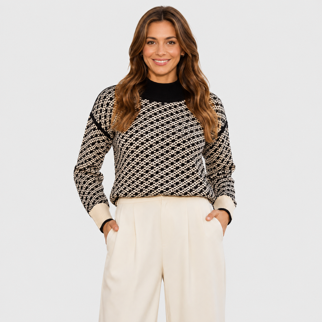 Women's Mock Neck Sweater, Viscose Blend Soft Knit Pullover