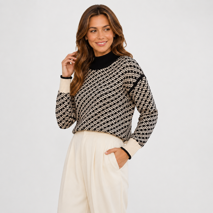 Women's Mock Neck Sweater, Viscose Blend Soft Knit Pullover