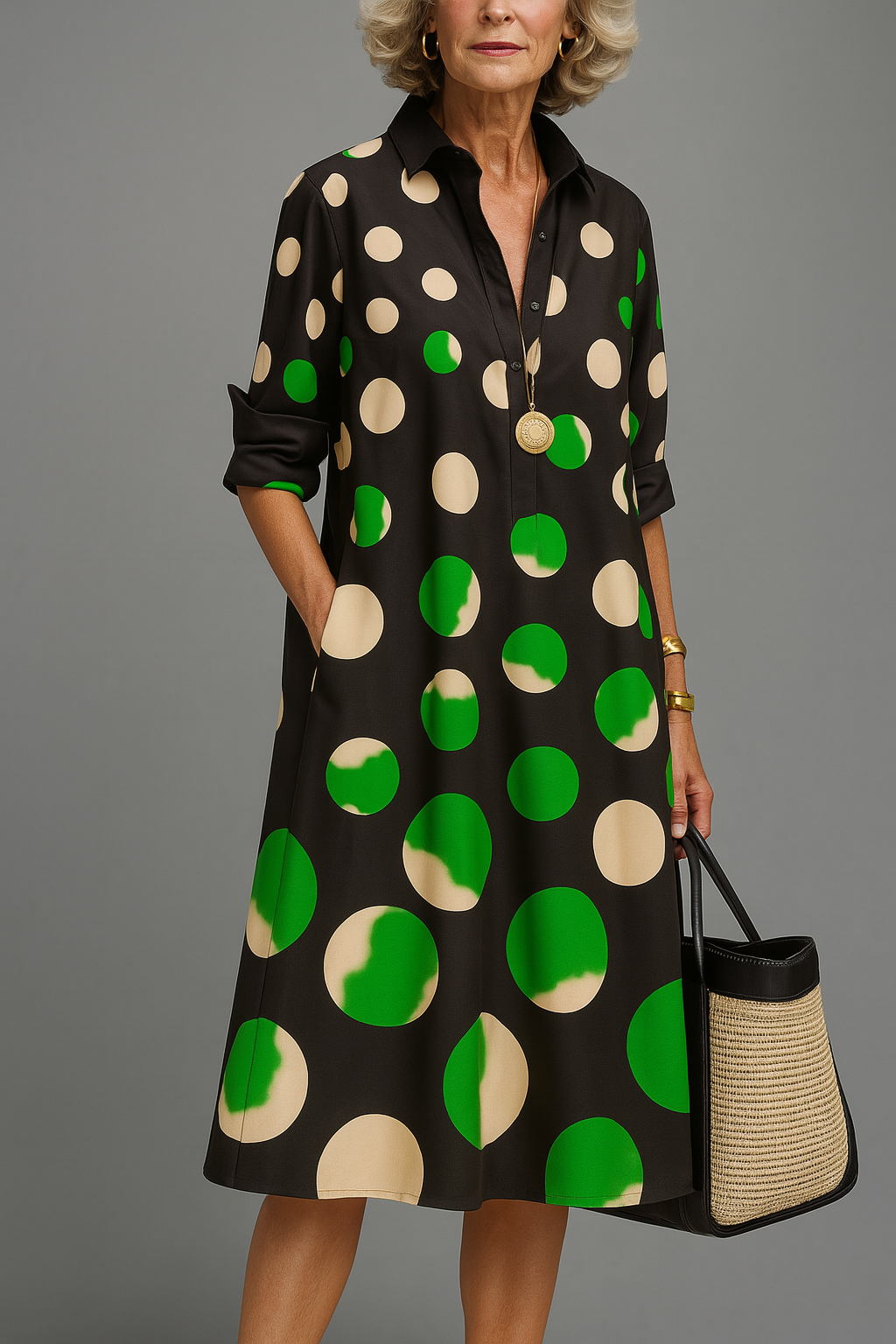 Women's Classic Black Elegant Midi Dress