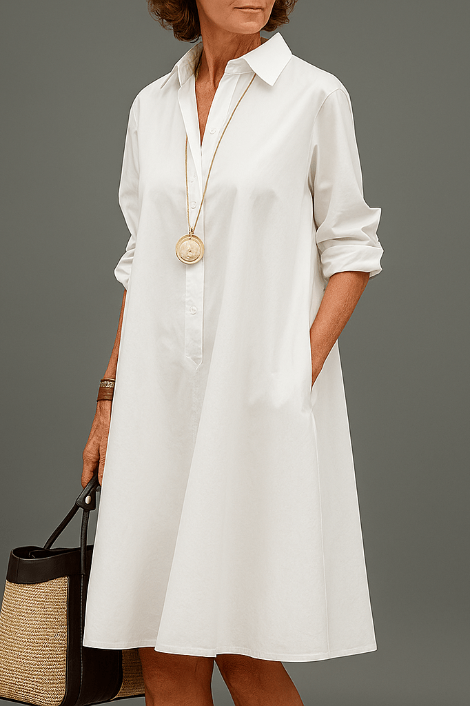 Women's Elegant White Midi Dress