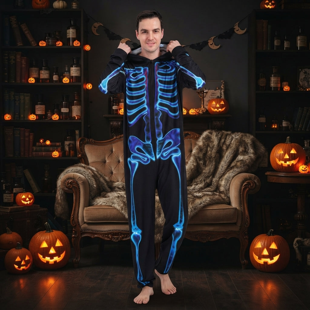 Count Midnight Skeleton Halloween Onesie | Unisex Pajamas