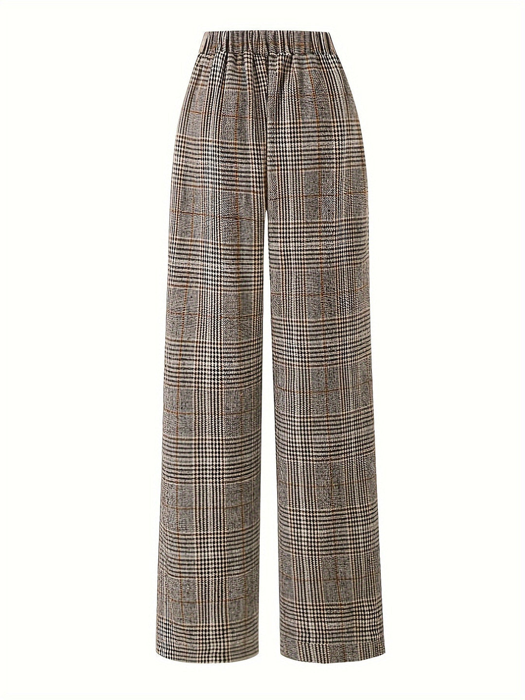 Women's Plaid Trousers, Wide Leg Checked High Waist Pants