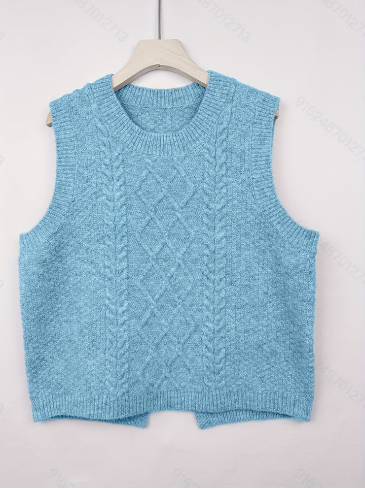 Women's Cable Knit Sweater Vest, Sleeveless V Neck Pullover