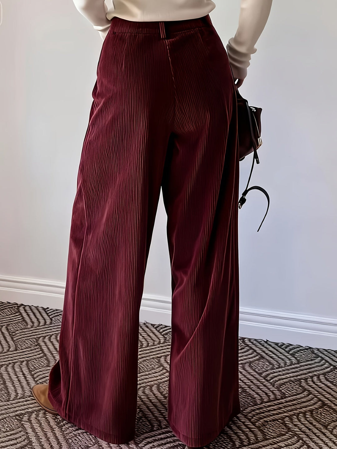 Women's Pleated Trousers, Wide Leg High Waisted Flowy Pants