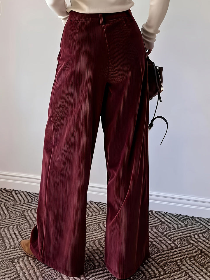 Women's Pleated Trousers, Wide Leg High Waisted Flowy Pants