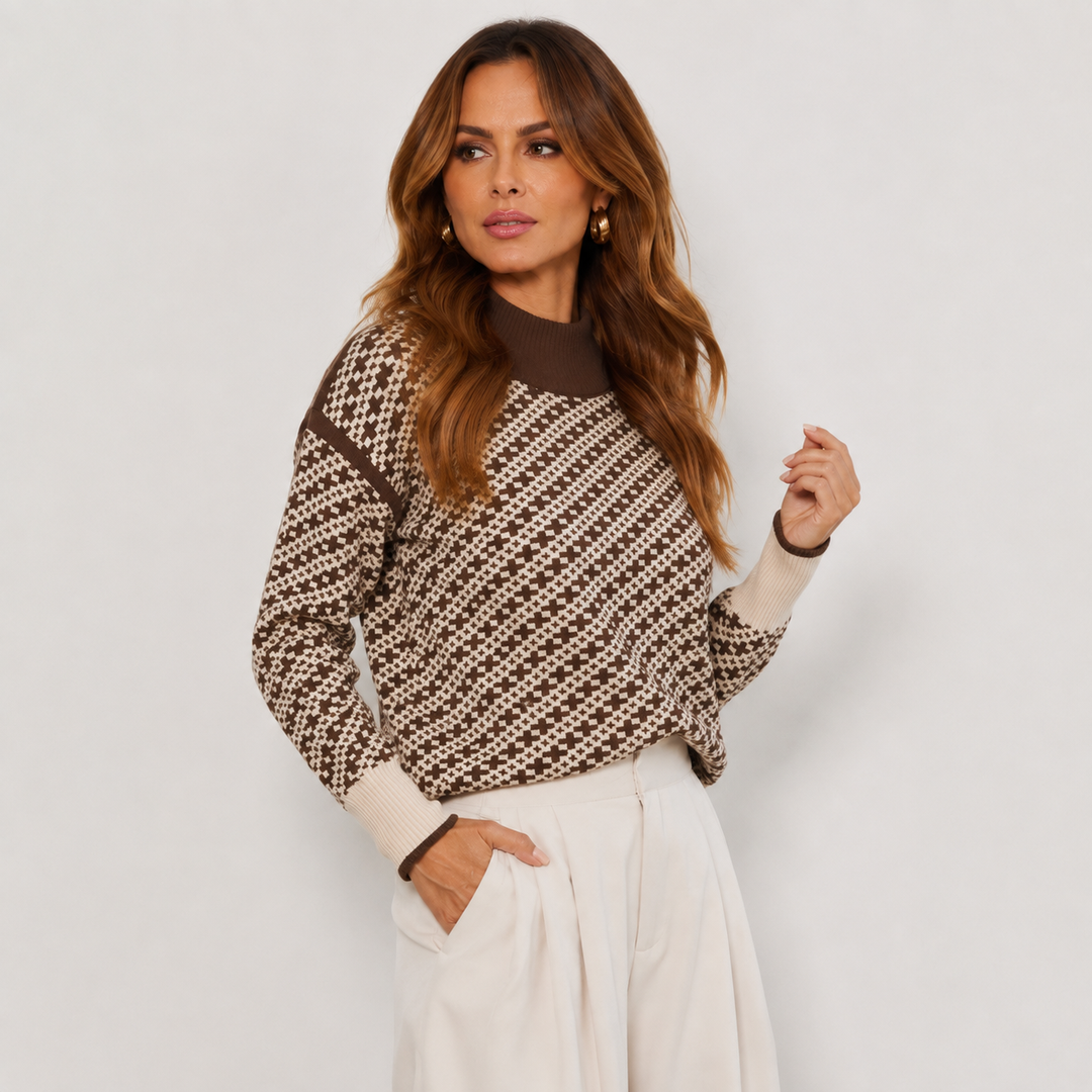 Women's Mock Neck Sweater, Viscose Blend Soft Knit Pullover