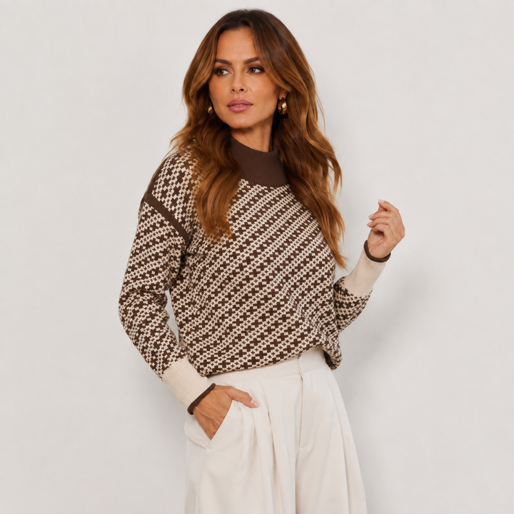 Women's Mock Neck Sweater, Viscose Blend Soft Knit Pullover
