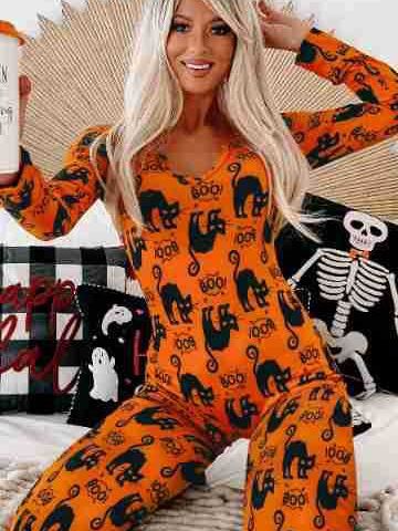 Black Cat Society Halloween Jumpsuit for Women