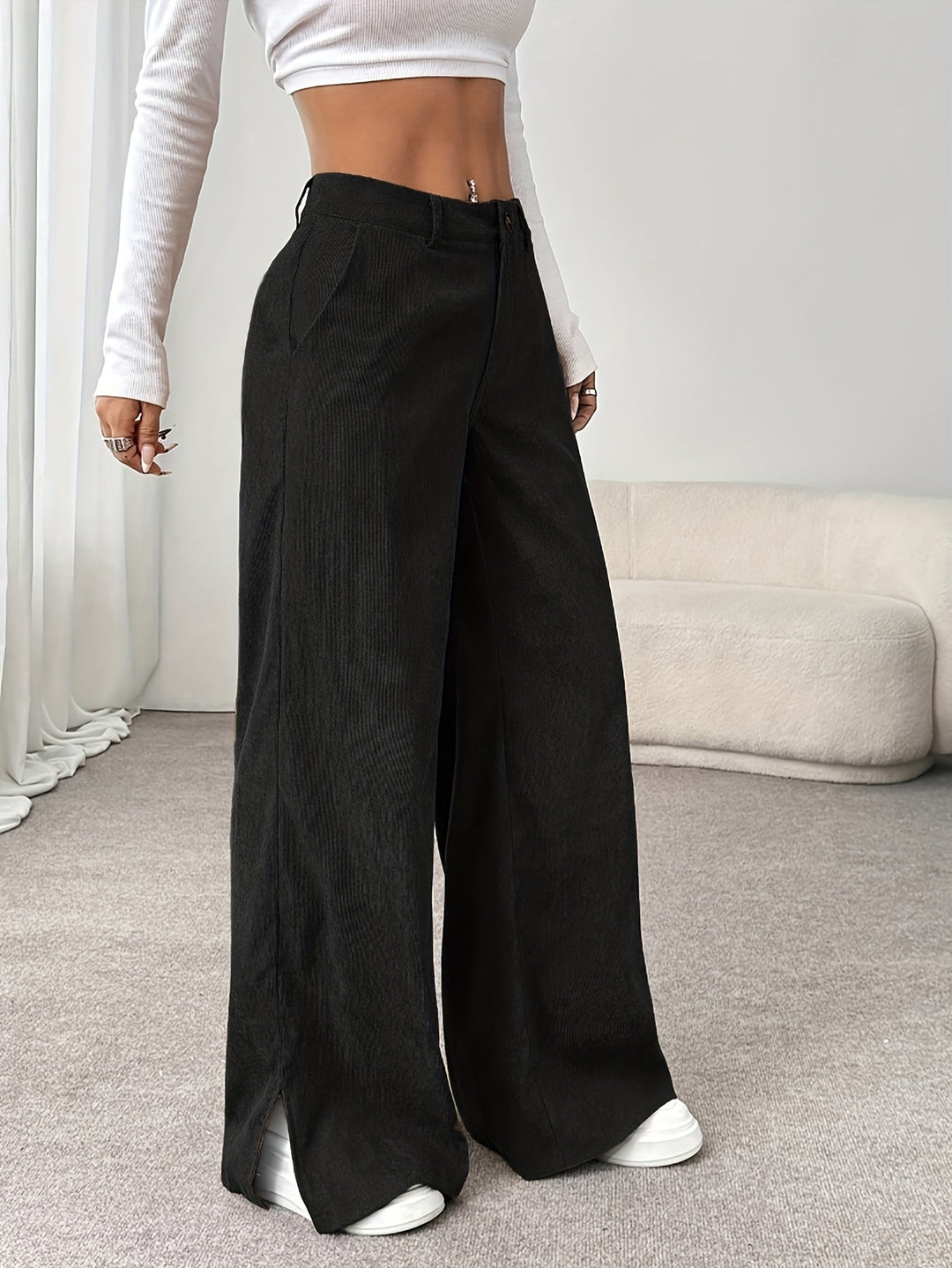 Women's Straight Leg Trousers, High Waisted Tailored Work Pants