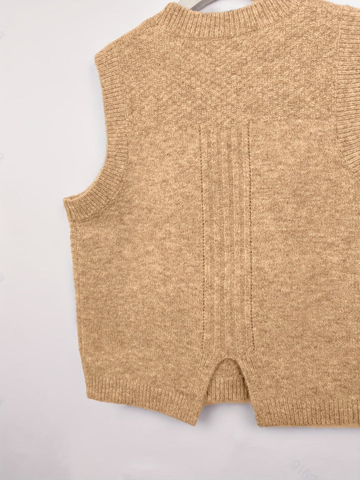 Women's Cable Knit Sweater Vest, Sleeveless V Neck Pullover