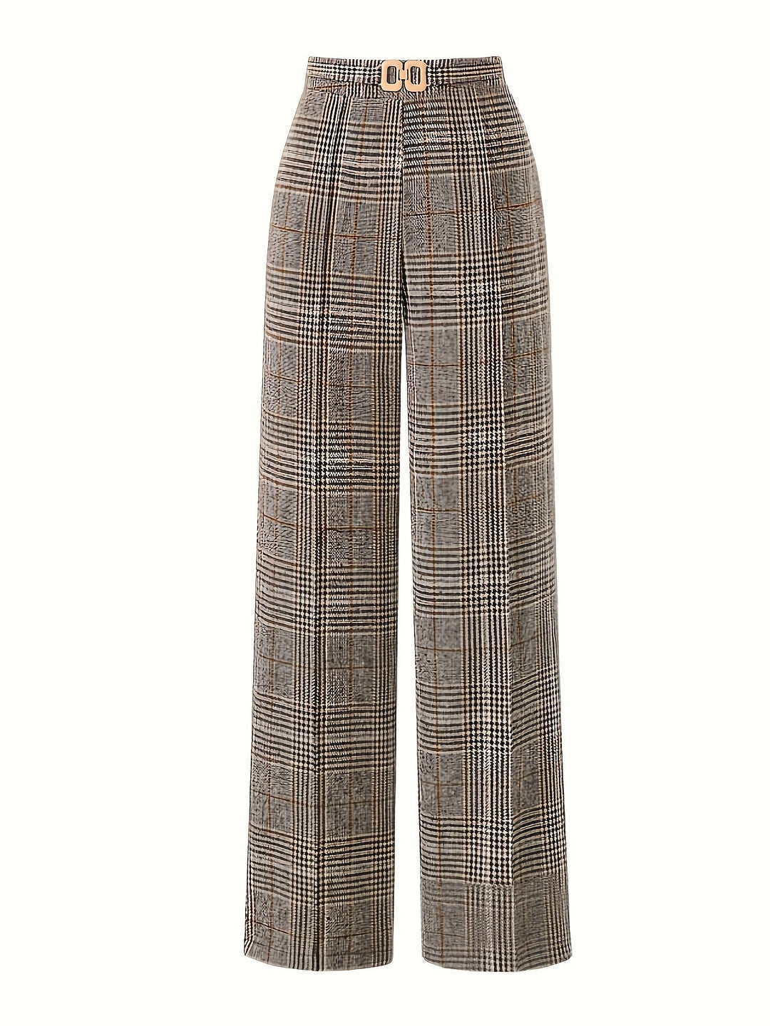 Women's Plaid Trousers, Wide Leg Checked High Waist Pants
