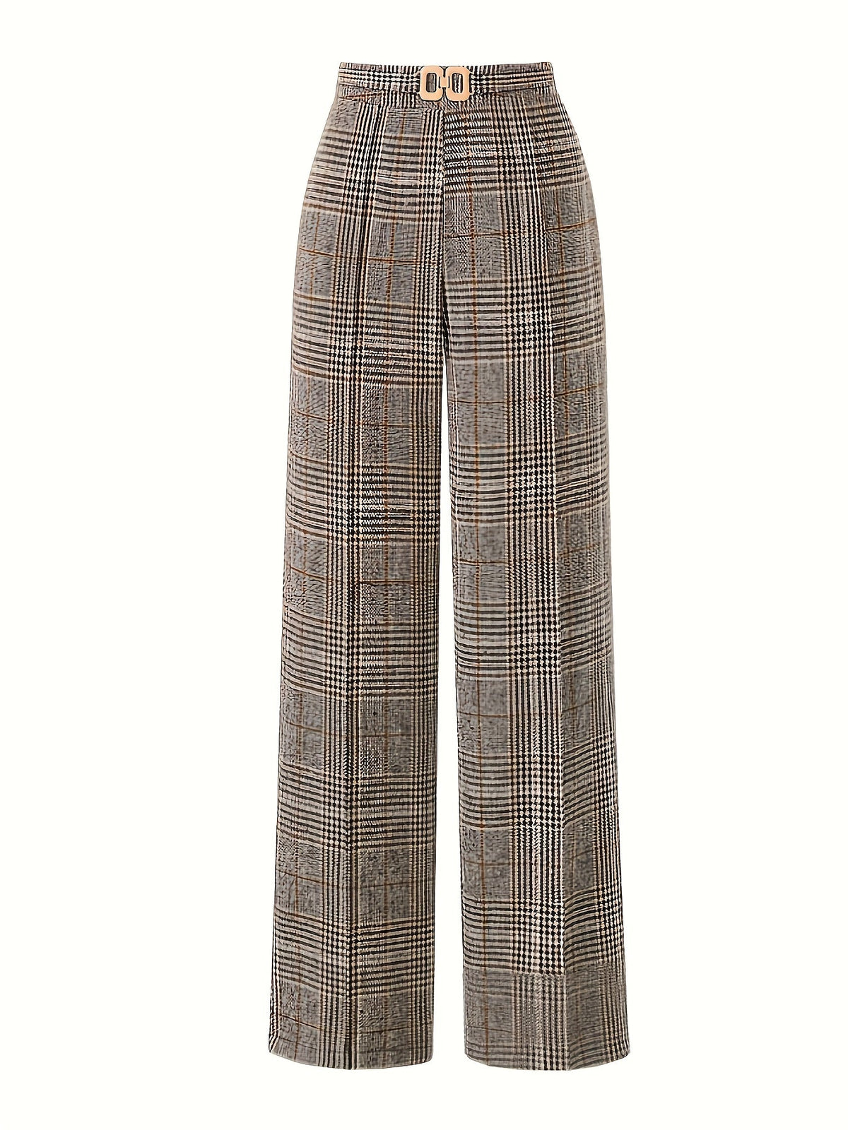 Women's Plaid High-Waisted Wide-Leg Pants, view 2