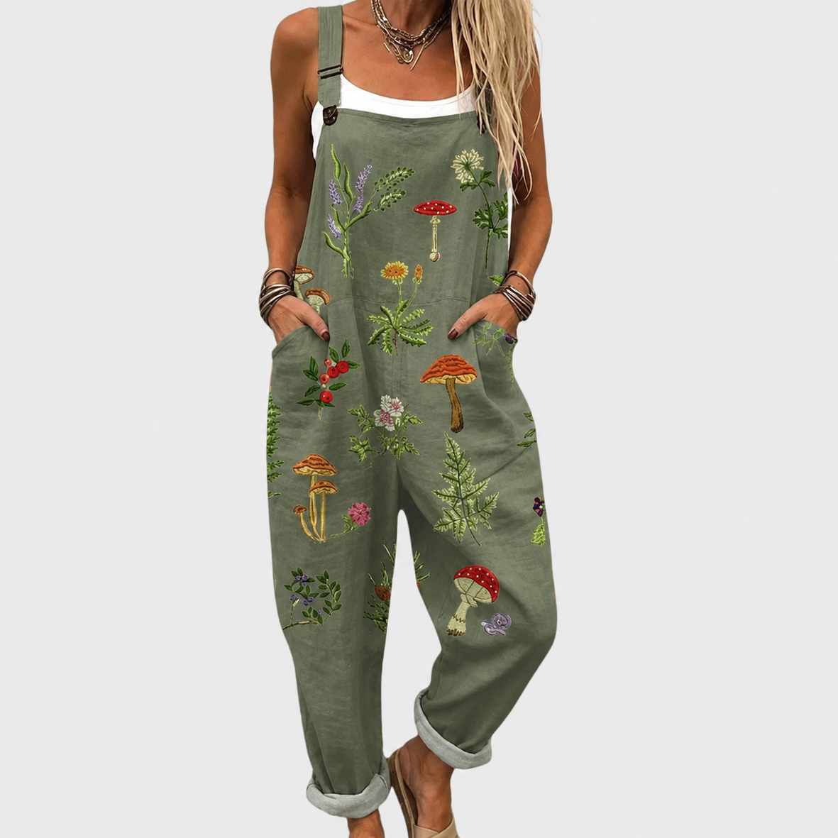 Nerina Printed Wide-Leg Jumpsuit with Adjustable Straps