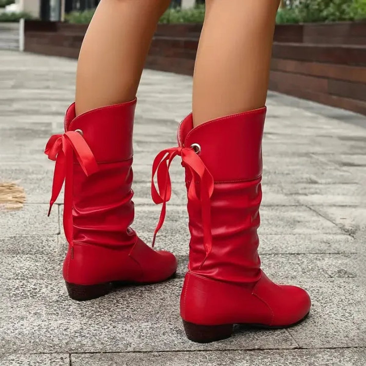 Women's Slouchy Lace-Up Block Heel Ankle Boots, view 6