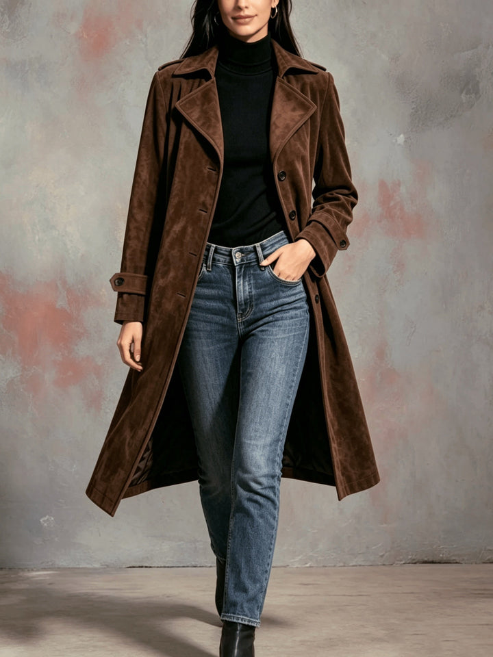 Women's Longline Coat, Tailored Straight Cut Winter Overcoat