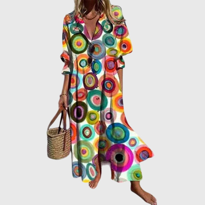 Women's Bohemian Print Flowy Maxi Beach Dress in Multicolor 2