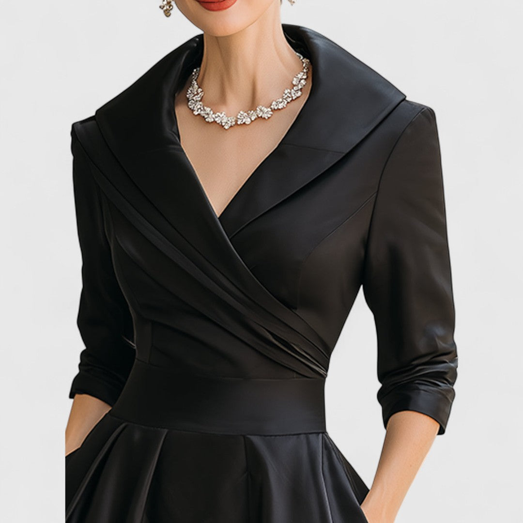 Women's Wrap V-Neck Midi Dress with Pockets and 3/4 Sleeves, view 2