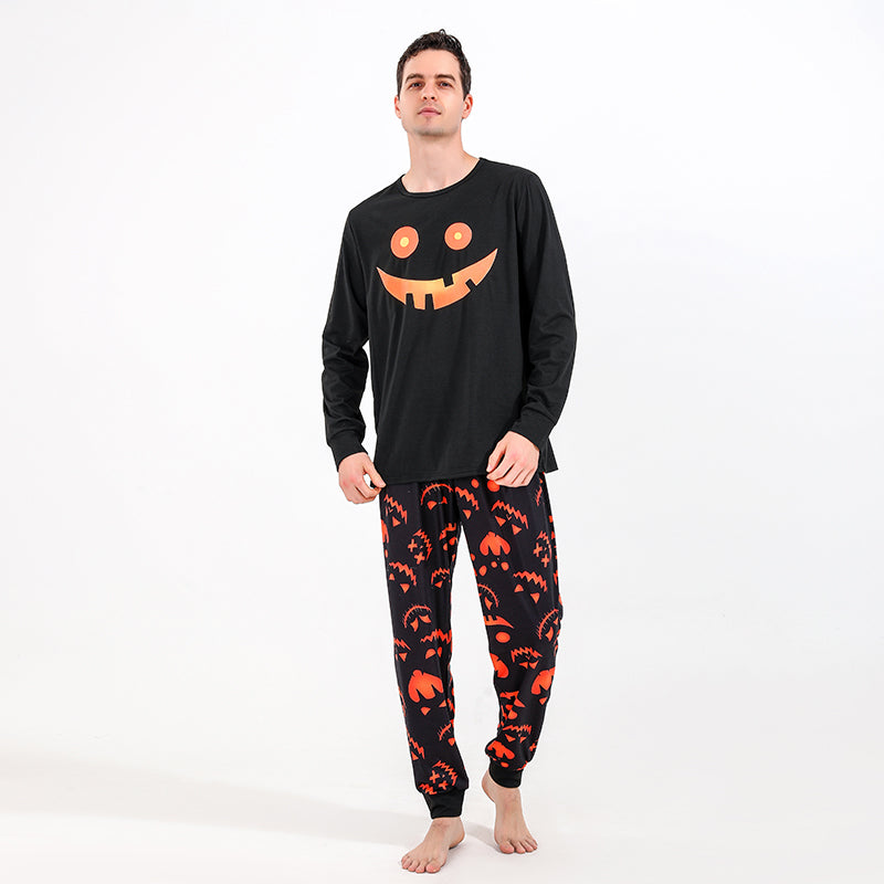 Jack O'Lantern Pumpkin Face Halloween Pajamas | Unisex Matching Set